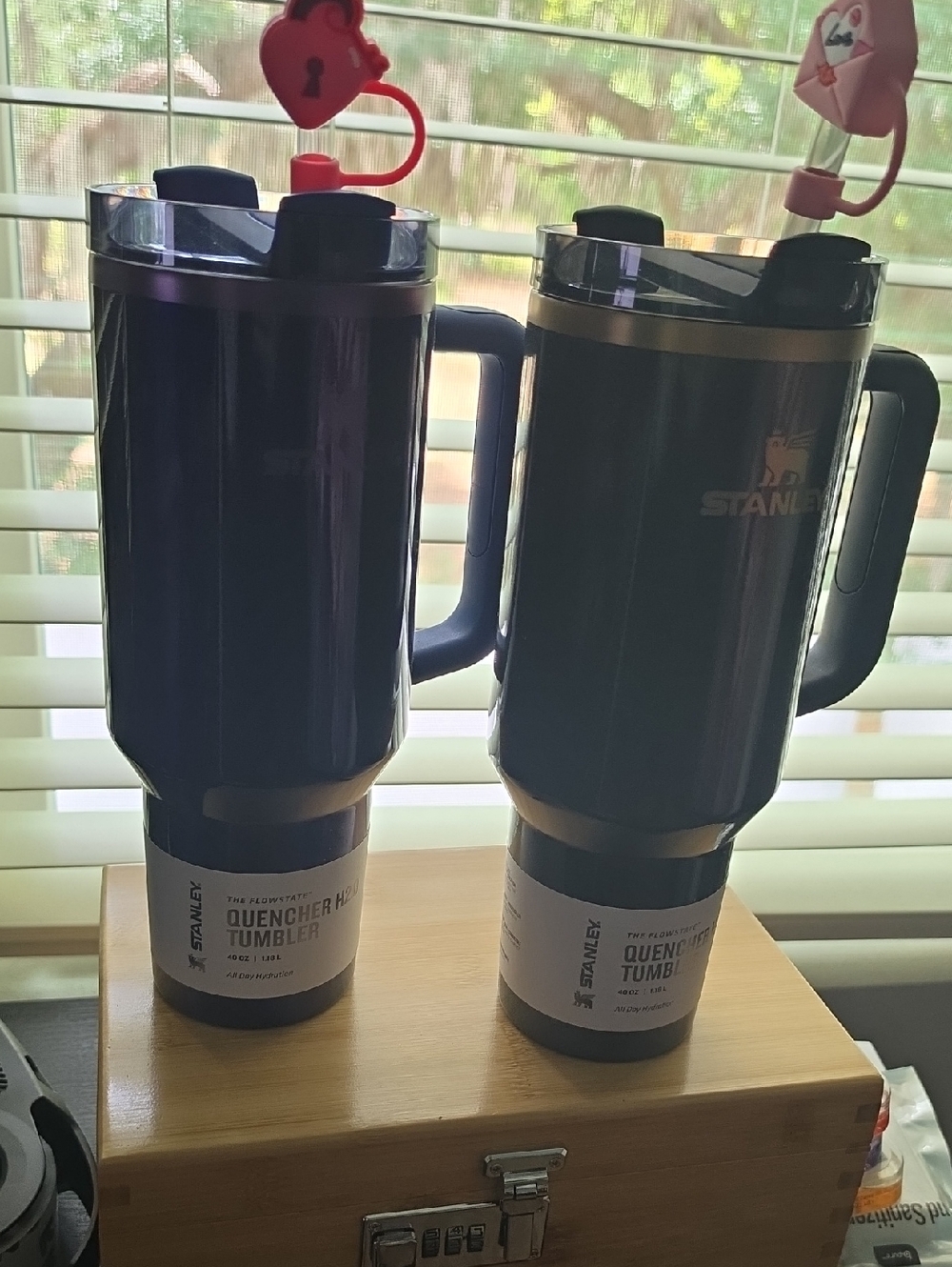 Stanley Dark Green and Black Insulated Handle Tumbler Pair